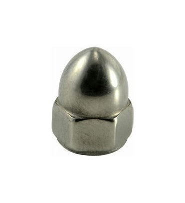 1/2"-20 High Crown Acorn Cap Nuts, Low Carbon, Plain Finish (Package of 10)